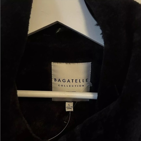 $189 Bagatelle Oversized Faux Shearling Jacket Black Moto Coat size L LAST WEEK! - Picture 9 of 9
